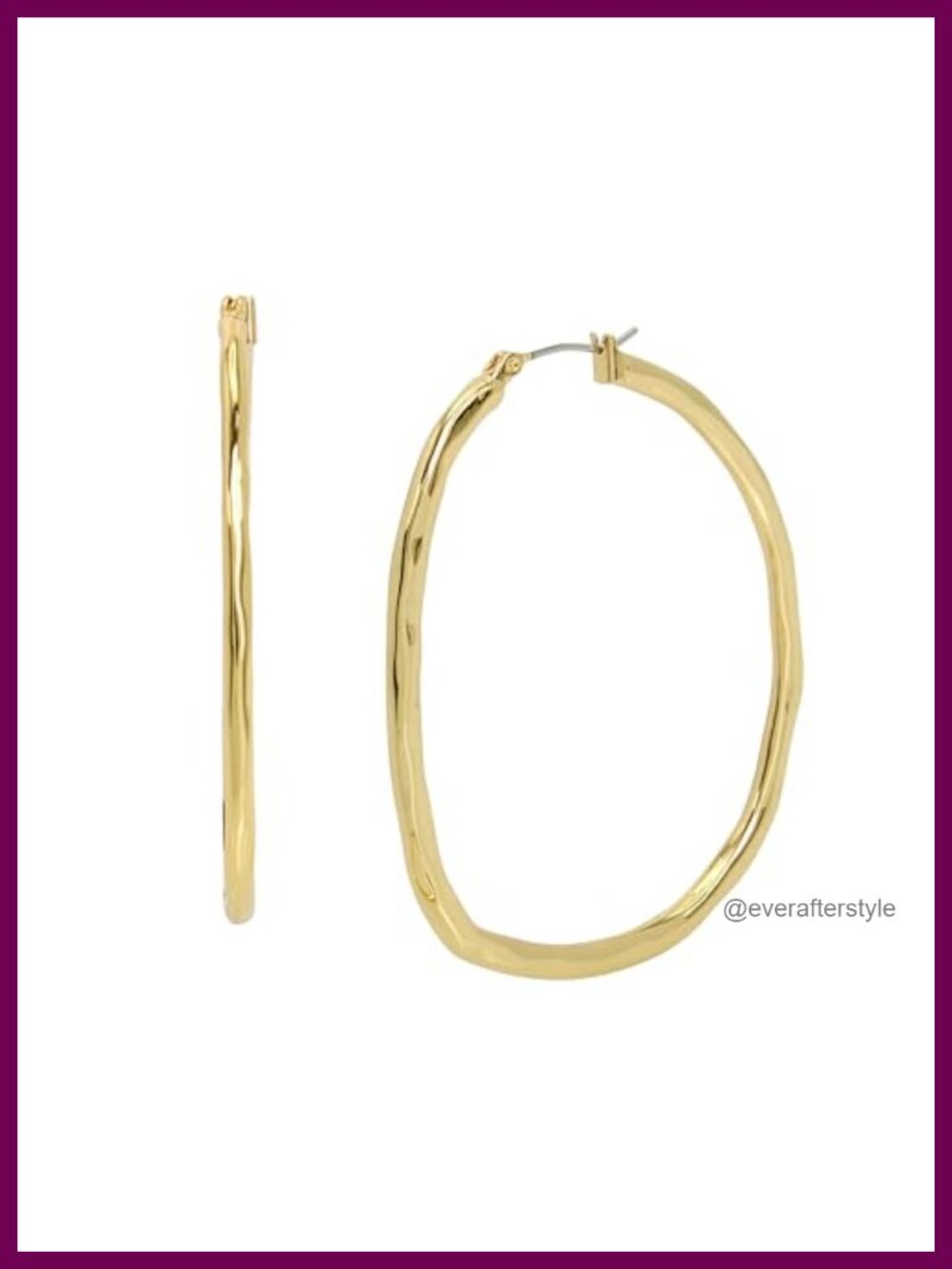 Sculpted Hoop Earrings Lightweight Hammered Texture Click-Top Closure